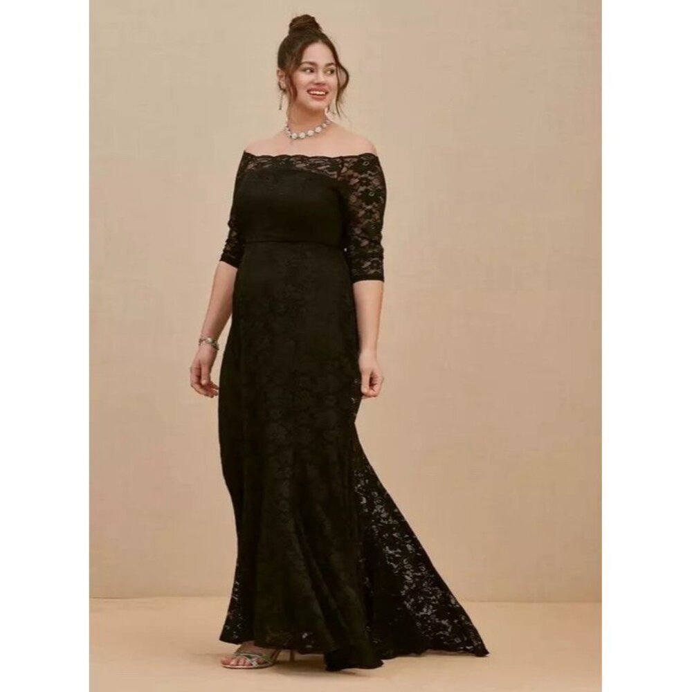 Torrid Plus 18 Black Lace Whimsigoth Witchy Evening Gown Gothic Glam Dress